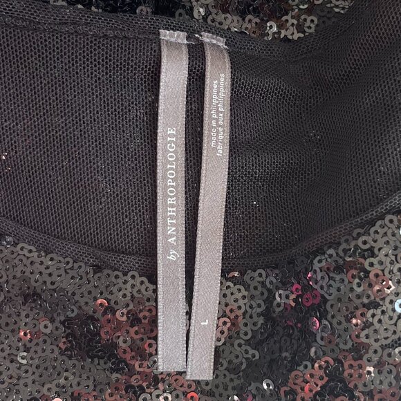 Anthropologie Black Sequin Crop Top - Picture 6 of 7